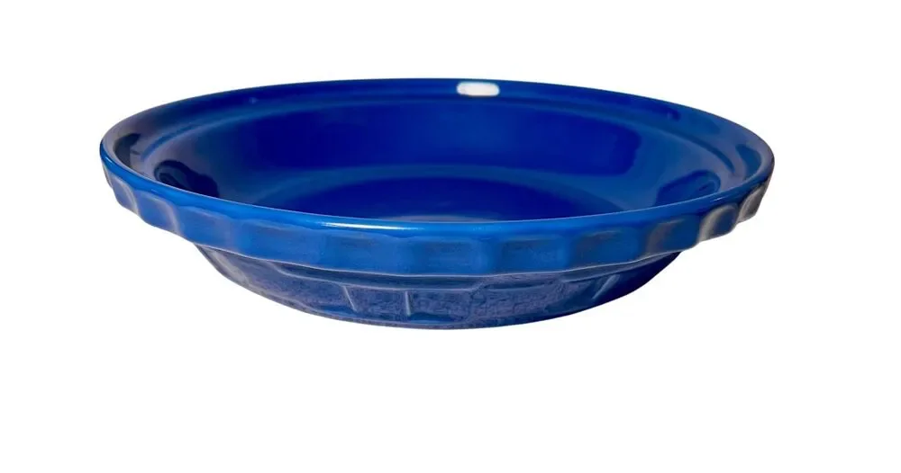 Longaberger Woven Traditions Cornflower Blue Pottery Pie Plate Dish USA Made